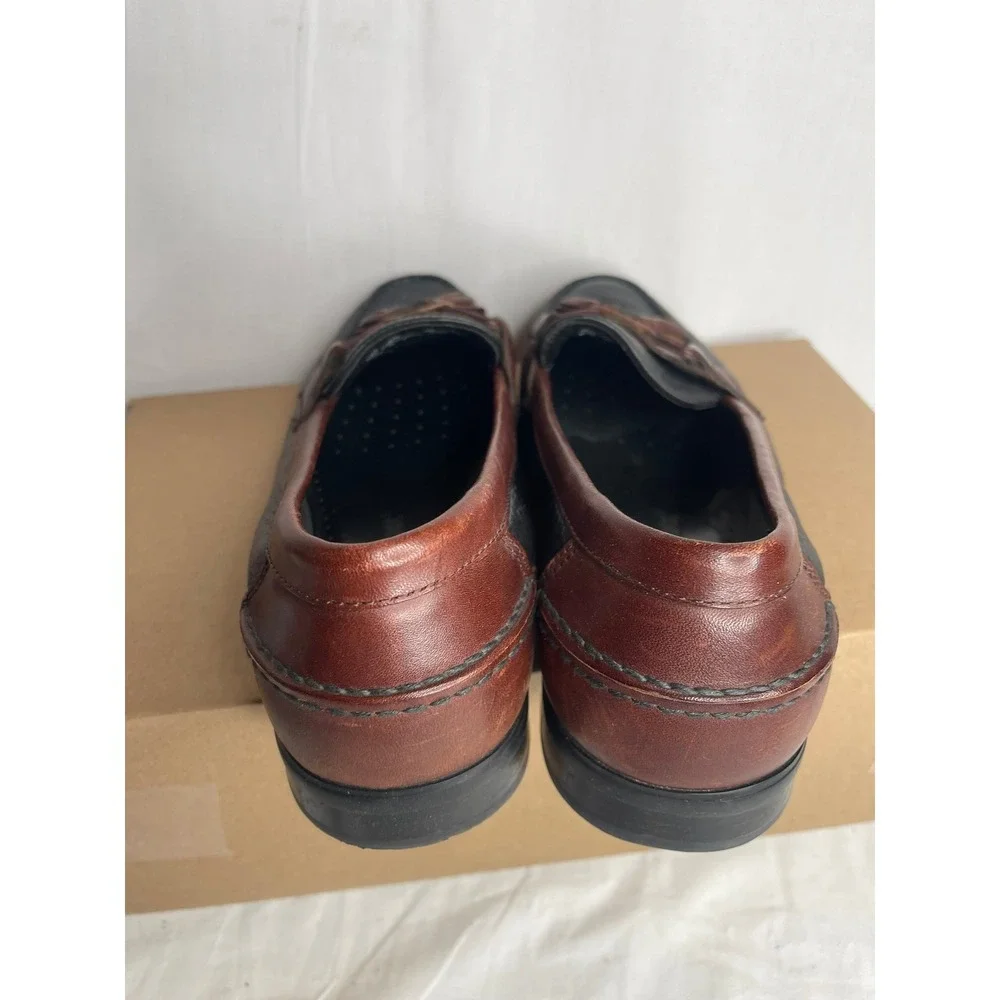 Bert Pulitzer Mens 9.5 Full Grain Leather Tassel‎ Loafers Black Brown Two Tone